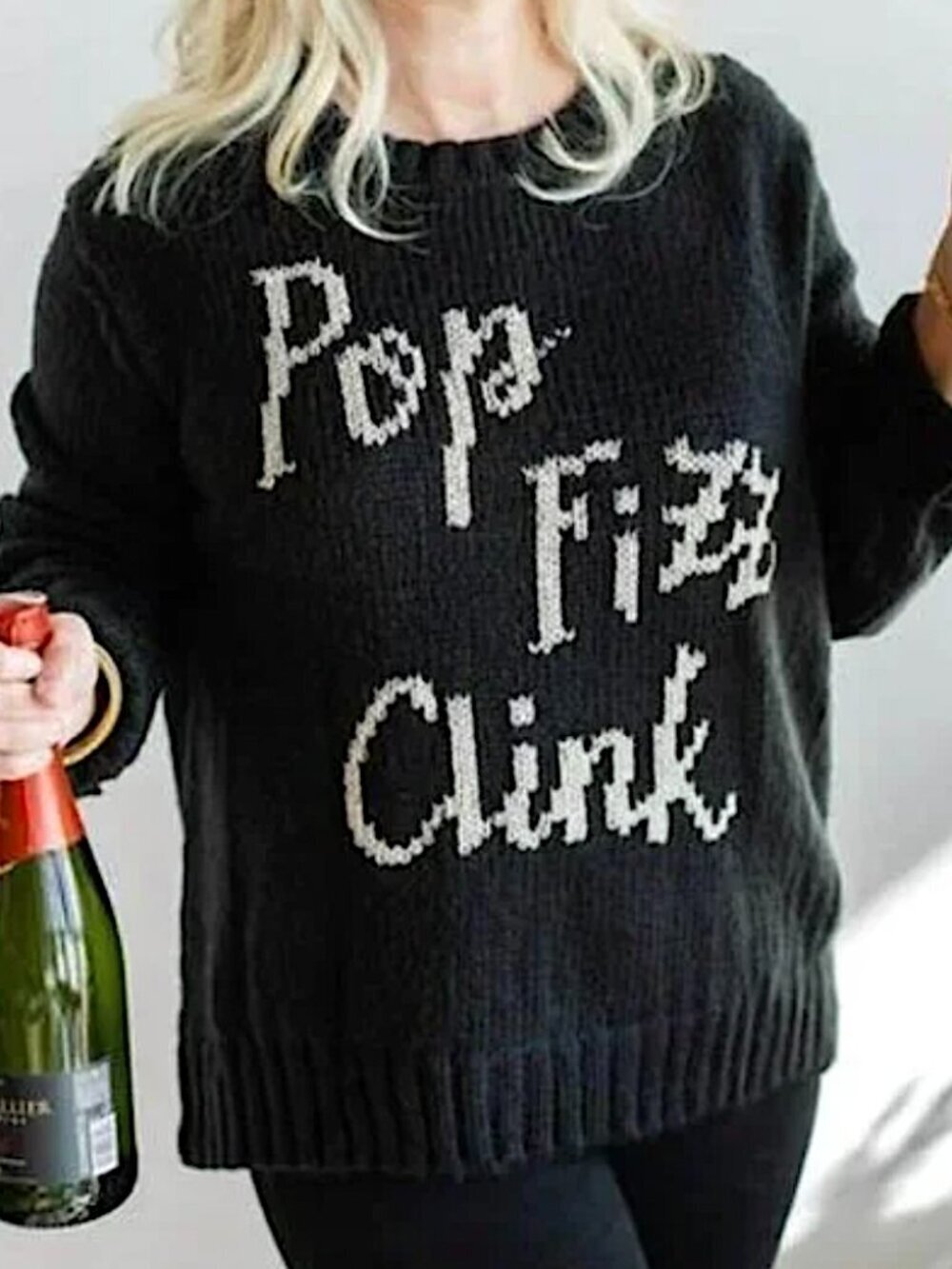 ANTHROPOLOGIE Wooden Ships Pullover Sweater S/M Pop Fizz Clink Wool Blend Black